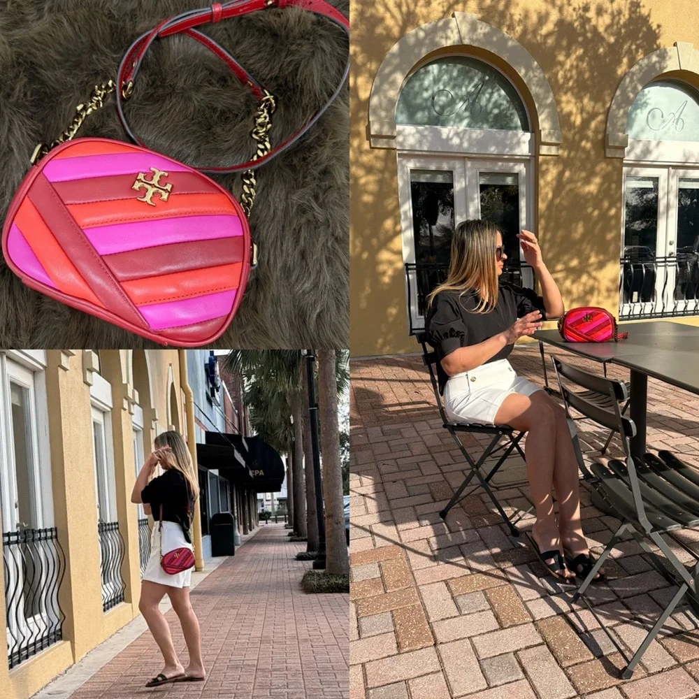 Tory Burch Vibrant Pink and Red Crossbody Bag